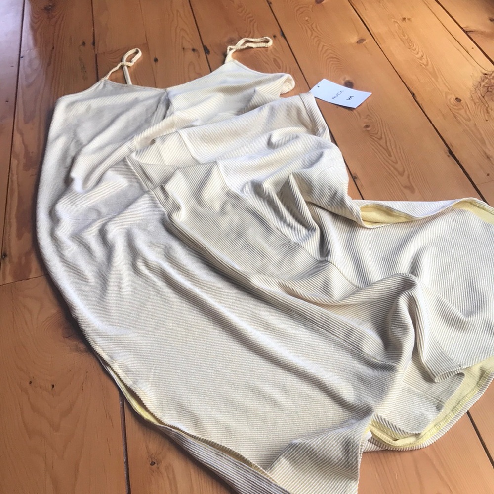 RVCA yellow ribbed midi dress